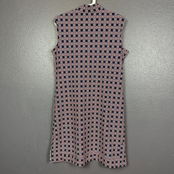 Jude Connally Large A-Line Dress  Sleeveless V-Neck Geometric Blue Red - Picture 2 of 7